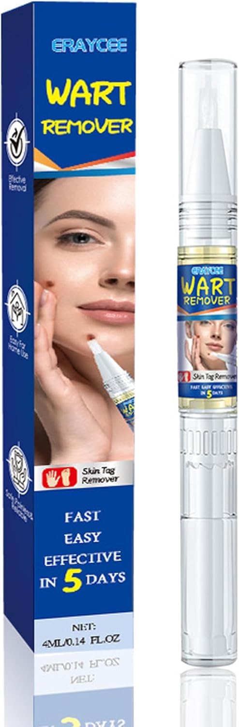 Warts and wart Removal Pen, 4ML, 2-in-1 Warts and wart Removal, Gentle and Safe Skin Label Remover for All Skin Types, Foot and Hand wart Remover